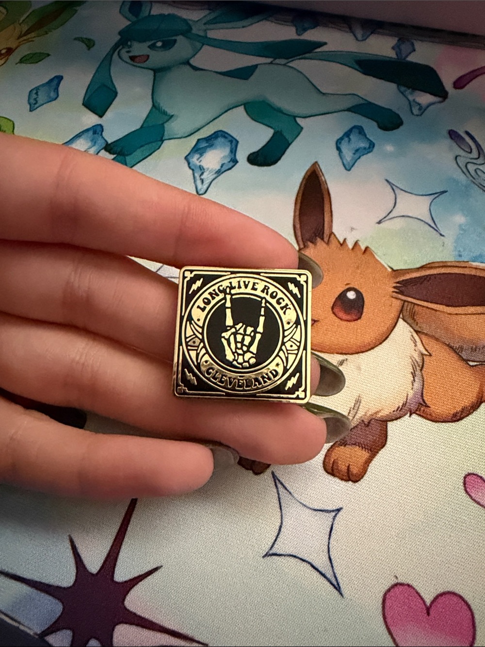 Long Live Rock Cleveland Enamel Pin - Black and Gold